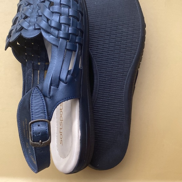 COPY - SOFTSPOTS -Tobago Navy Blue Leather Woven Slingback Huarache Sandals 11WW - Picture 4 of 4